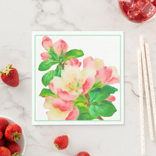 Roze Waterverf Flowering Branch Servet (Insitu)