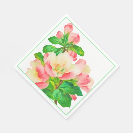 Roze Waterverf Flowering Branch Servet (Hoek)