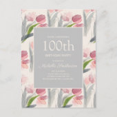 Roze Waterverf Flowers 100th Birthday Women Briefkaart (Voorkant)