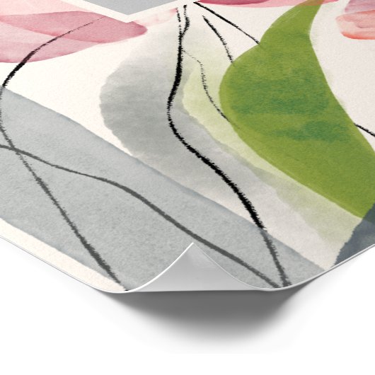 Roze Waterverf Flowers 100th Birthday Women Poster (Hoek)