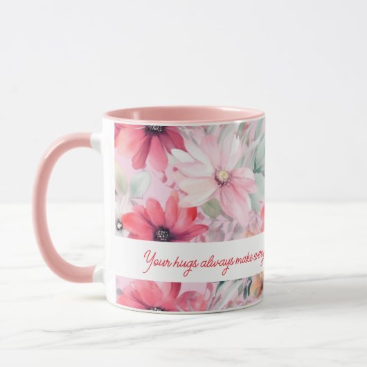 Roze Waterverf FLowers Afdrukken | Gift voor mam | Mok (Links)