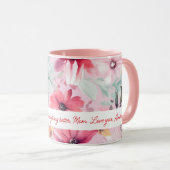 Roze Waterverf FLowers Afdrukken | Gift voor mam | Mok (Voorkant rechts)