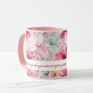 Roze Waterverf FLowers Afdrukken | Gift voor mam | Mok