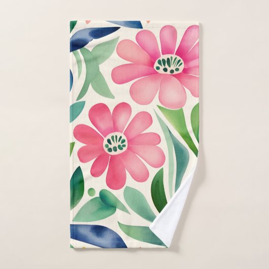 Roze Waterverf Flowers Art Bad Handdoek (Handdoek)