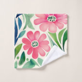 Roze Waterverf Flowers Art Bad Handdoek (Wasdoekje)