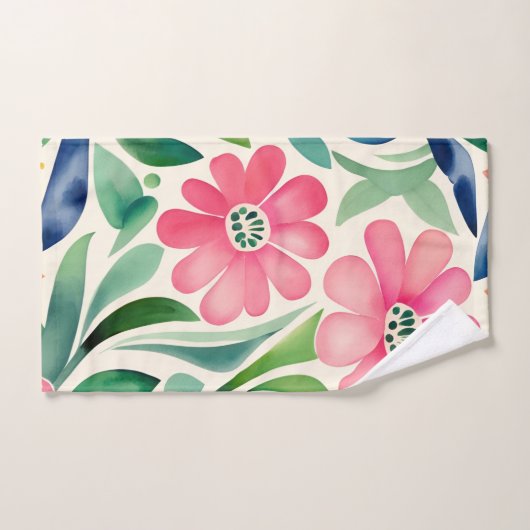 Roze Waterverf Flowers Art Bad Handdoek (Handdoek)