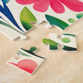 Roze Waterverf Flowers Art Legpuzzel (Zijkant)