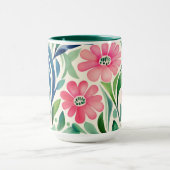 Roze Waterverf Flowers Art Mok (Midden)