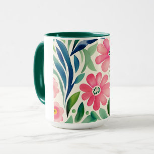 Roze Waterverf Flowers Art Mok