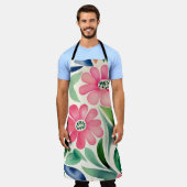 Roze Waterverf Flowers Art Schort (Gedragen)