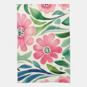 Roze Waterverf Flowers Art Theedoek (Verticaal)