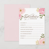 Roze Waterverf Flowers Baby shower Advice Kaart (Voorkant / Achterkant)