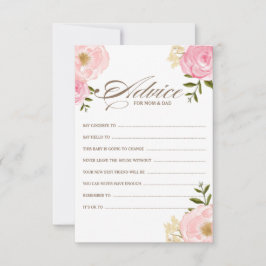 Roze Waterverf Flowers Baby shower Advice Kaart
