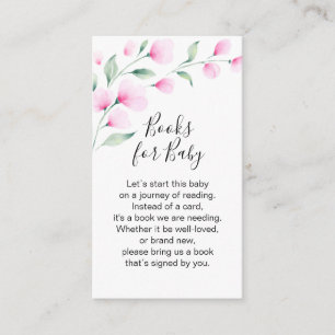 Roze Waterverf Flowers Baby shower Book Request Informatiekaartje