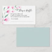 Roze Waterverf Flowers Baby shower Diaper Raffle Informatiekaartje (Voorkant / Achterkant)