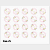 Roze Waterverf Flowers Baby shower Ronde Sticker (Vel)