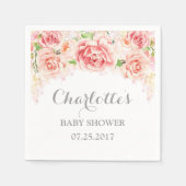 Roze Waterverf Flowers Baby shower Servetten (Voorkant)