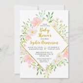 Roze Waterverf Flowers Baby shower Uitnodiging (Voorkant)