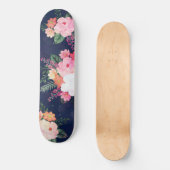 Roze Waterverf Flowers Blue Design Persoonlijk Skateboard (Voorkant)