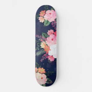 Roze Waterverf Flowers Blue Design Persoonlijk Skateboard