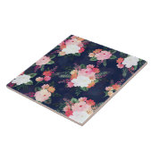 Roze Waterverf Flowers Blue Design Tegeltje (Zijkant)