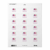 Roze Waterverf Flowers Etiket (Full Sheet)