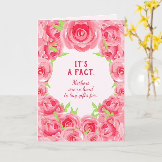 Roze Waterverf Flowers Funny Moederdag Kaart (Gele Bloem)
