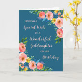 Roze Waterverf Flowers Goddochter Verjaardag Kaart (Gele Bloem)