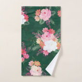 Roze Waterverf Flowers Green Design Bad Handdoek (Handdoek)