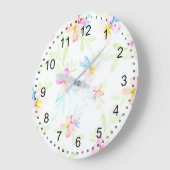  roze Waterverf Flowers Grote Klok (Hoek)