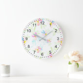  roze Waterverf Flowers Grote Klok (Huis)