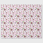 Roze Waterverf Flowers Hearts Cadeaupapier (Vlak)
