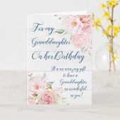 Roze Waterverf Flowers Kleindochter Verjaardag Kaart (Gele Bloem)