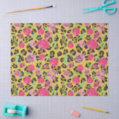 Roze Waterverf Flowers Leopard Animal Print Tissuepapier (Craft)