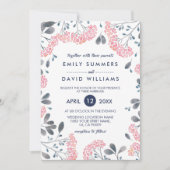 Roze Waterverf Flowers Lijst Weddenschappen uitnod Kaart (Voorkant)