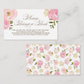 Roze Waterverf Flowers Neem een Kaart van het Boek (Voorkant / Achterkant)