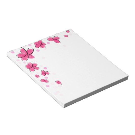 Roze Waterverf Flowers Notitieblok (Schuin)