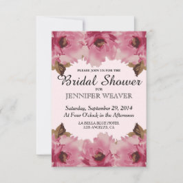  roze Waterverf Flowers Patroon Kaart