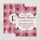  roze Waterverf Flowers Patroon Kaart (Voorkant / Achterkant)