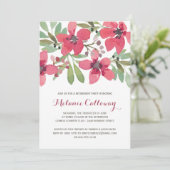 Roze Waterverf Flowers | Pensioenpartij Kaart (Staand voorkant)