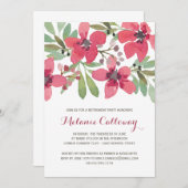 Roze Waterverf Flowers | Pensioenpartij Kaart (Voorkant / Achterkant)