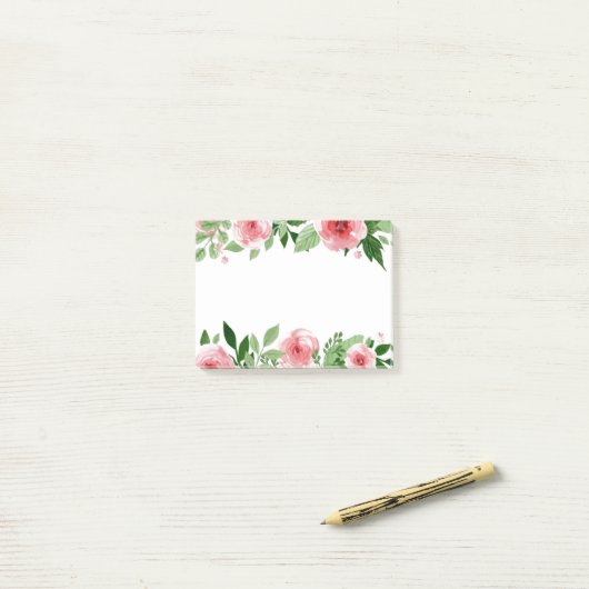 Roze Waterverf Flowers Post haar Post-it® Notes (Op bureau)