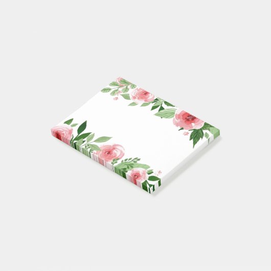 Roze Waterverf Flowers Post haar Post-it® Notes (Schuin)