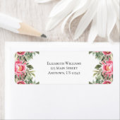 Roze Waterverf Flowers Return Address Etiket (Insitu)