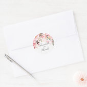 Roze Waterverf Flowers Ronde Sticker (Envelop)