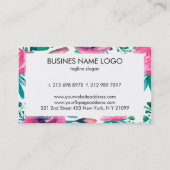 Roze Waterverf Flowers Visitekaartje (Achterkant)