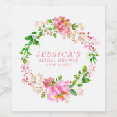 Roze Waterverf Flowers Vrijgezellenfeest Aangepast Wijn Etiket (Enkel label)