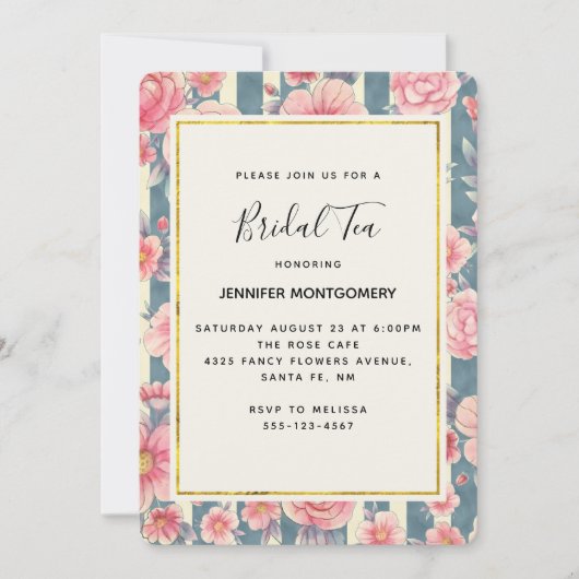 Roze Waterverf Flowers Vrijgezellenfeest Kaart (Voorkant)