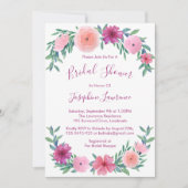 Roze Waterverf Flowers Vrijgezellenfeest Kaart (Voorkant)