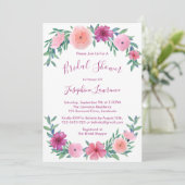 Roze Waterverf Flowers Vrijgezellenfeest Kaart (Staand voorkant)